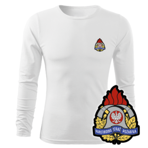 Biała koszulka strażacka długi rękaw WZ05 PSP PLT