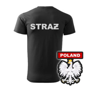 Czarna koszulka strażacka WZ06 Orzeł Polska PLT