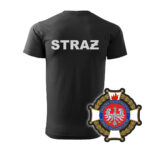 Czarna koszulka strażacka WZ02 Krzyż Związkowy OSP PLT