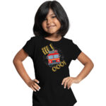 Iiiooo, czarna koszulka dziecięca STRAŻACKA z nadrukiem STR012 DTG