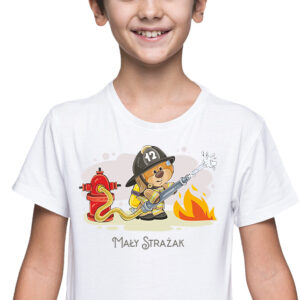 Mały strażak, biała koszulka dziecięca STR038 DTG