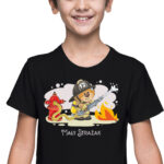 Mały strażak, czarna koszulka dziecięca STR038 DTG