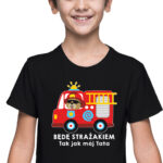 Będę strażakiem, czarna koszulka dziecięca STR039 DTG