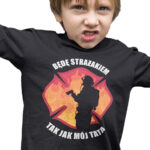 Będę strażakiem, czarna koszulka dziecięca STR042 DTG