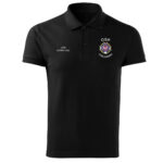 Czarna koszulka strażacka polo HAFT-DRUK WZ02 Krzyż Związkowy