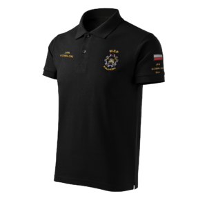 Czarna koszulka strażacka polo HAFT-DRUK WZ09 WOP