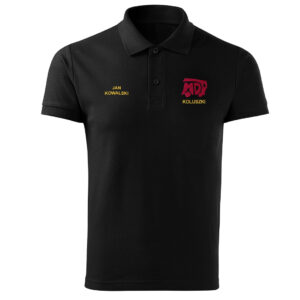 Czarna koszulka strażacka polo HAFT-DRUK WZ10 MDP