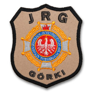 Piaskowy emblemat naramienny, naszywka na mundur Straż Krzyż Związkowy OSP WZ02