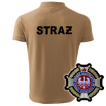 Piaskowa koszulka strażacka polo HAFT-DRUK WZ02 Krzyż Zw OSP