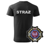 Czarna koszulka strażacka HAFT WZ02-DRUK Krzyż Związkowy