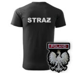 Czarna koszulka strażacka HAFT-DRUK WZ06 Orzeł Polska