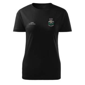 Damska czarna koszulka strażacka HAFT-DRUK Toporki i Hełm