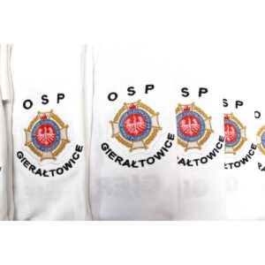Biała koszulka strażacka polo HAFT-DRUK WZ02 Krzyż OSP