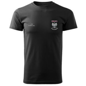 Czarna koszulka strażacka HAFT-DRUK WZ06 Orzeł Polska