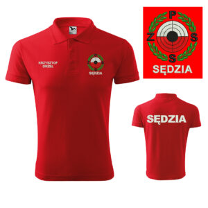Czerwona koszulka polo SĘDZIA Polski Związek Strzelectwa Sportowego PZSS HAFT