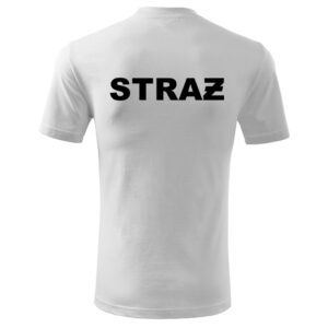 Biała koszulka strażacka HAFT-DRUK WZ16 czarny napis STRAŻ