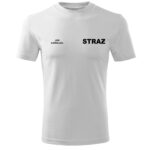 Biała koszulka strażacka HAFT-DRUK WZ16 czarny napis STRAŻ