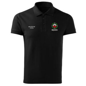 Czarna koszulka polo SĘDZIA Polski Związek Strzelectwa Sportowego PZSS HAFT-DRUK