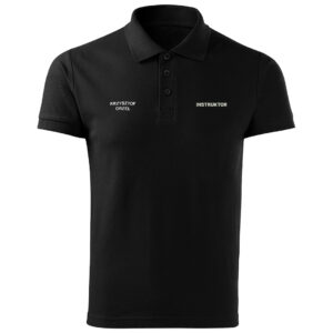 Czarna koszulka polo INSTRUKTOR strzelectwa sportowego HAFT-DRUK