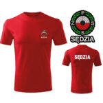 Czerwona Koszulka T-SHIRT SĘDZIA Polski Związek Strzelectwa Sportowego PZSS druk DTG