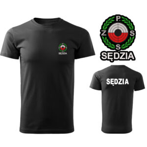 Czarna koszulka T-SHIRT SĘDZIA Polski Związek Strzelectwa Sportowego PZSS haft