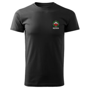 Czarna koszulka T-SHIRT SĘDZIA Polski Związek Strzelectwa Sportowego PZSS druk DTG