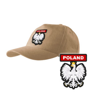 Piaskowa czapka strażacka z daszkiem WZÓR 06 Orzeł Polski PLT