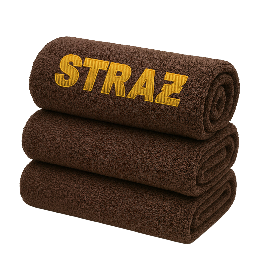 Brązowy ręcznik "STRAŻ" 140x70 cm - obrazek 3